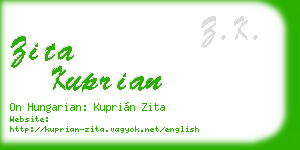 zita kuprian business card